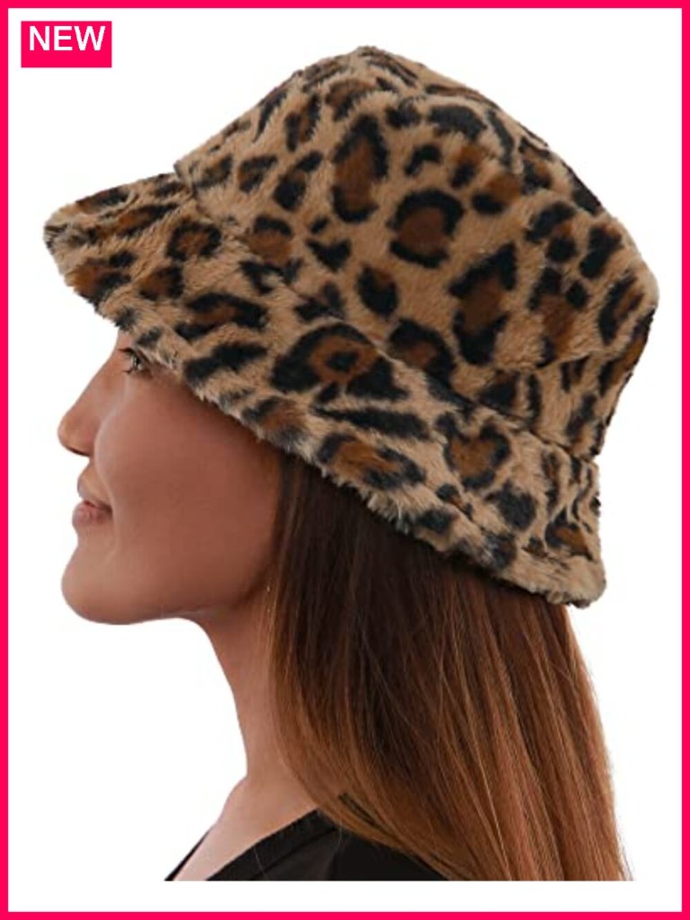 Fuzzy Sheep Print Bucket Hat Warm Plush Fisherman Cap Adjustable Winter